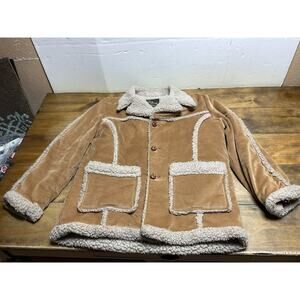 Vintage Cal Craft Shearling Coat Mens Large Tan Sherpa Lined Car Jacket 70s